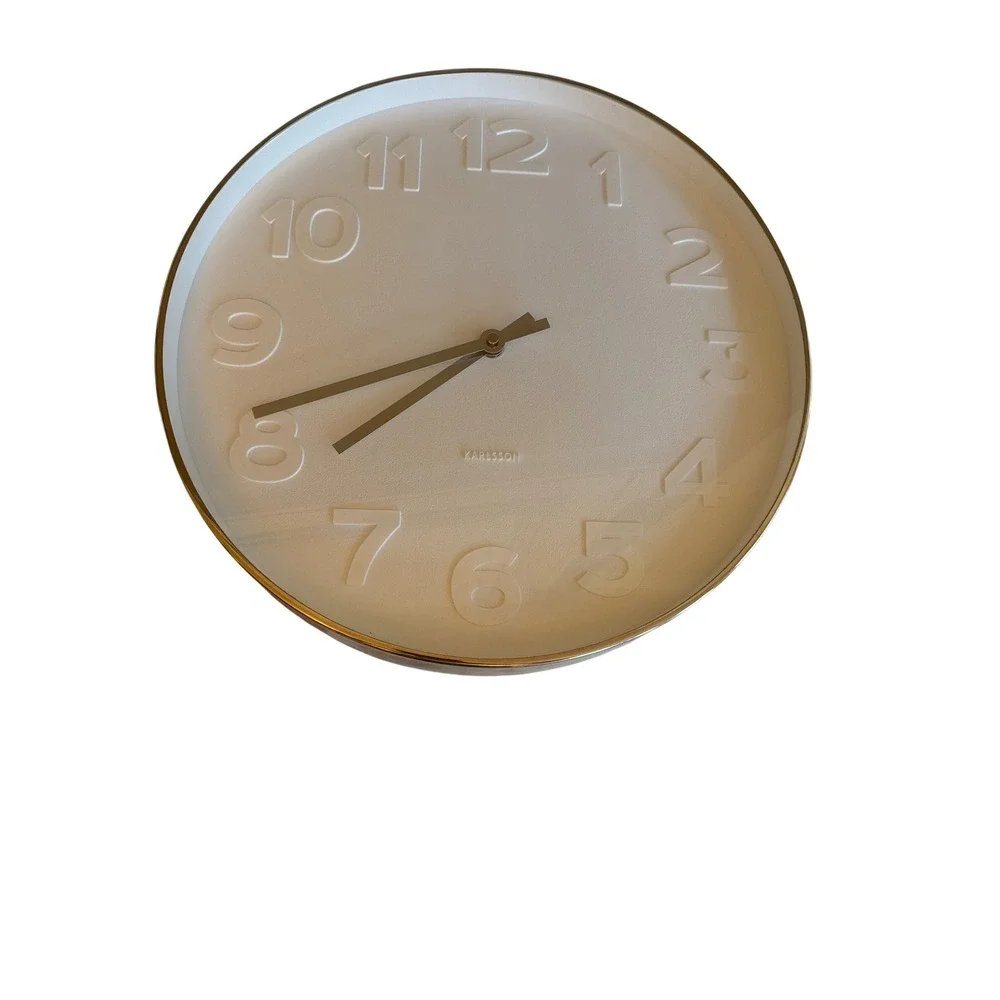 Karlsson Wall Clock White Silver Mr White Minimalist Debossed Numbers Chrome Rim